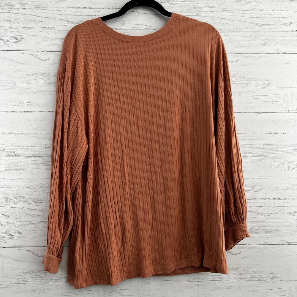 Daily Ritual Orange Rust Long Sleeve Ribbed Long Sleeve Top Size L